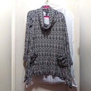 Black and white blouse by Chelsea and Theodore Large